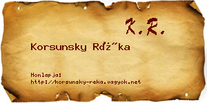 Korsunsky Réka névjegykártya